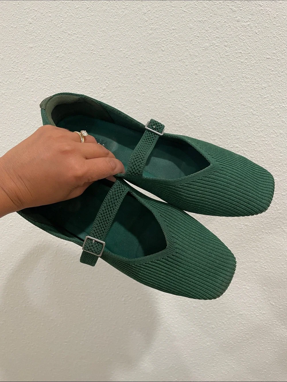 Vivaia Margo Mary Jane Square Toe Flats Emerald Green Size 39